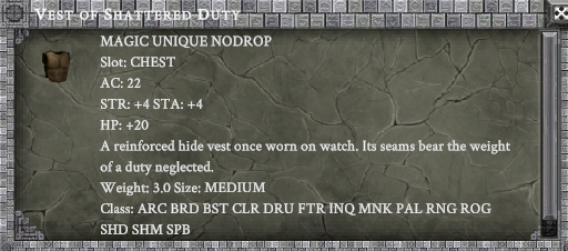 VEST OF SHATTERED DUTY item card